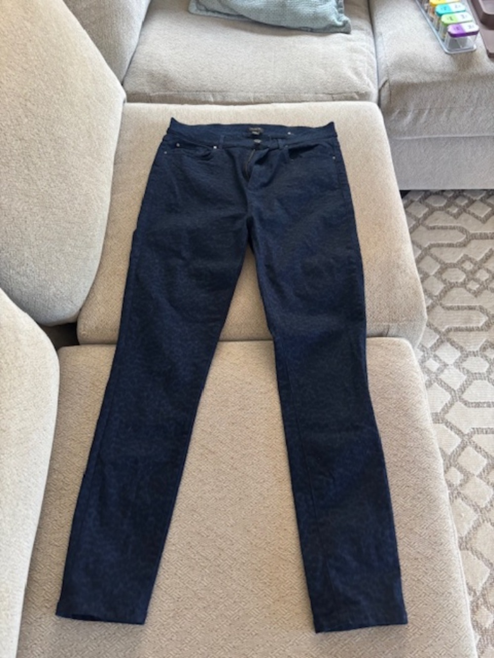 Ann Taylor Factory Navy Blue Leopard Print Skinny Jeans Size 10 Animal Print Den - Picture 3 of 3